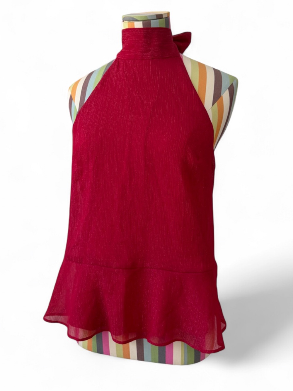 Express 2015 High Neck Low Back Halter Top Ruffle Flutter Hem